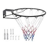 VEVOR Basketball Rim, Wall Door Mounted Basketball Hoop, Heavy Duty Q235 Basketball Flex Rim Goal Replacement with Net, Standard 18" Indoor and Outdoor Hanging Basketball Hoop