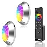 HUSUKU GT12 12000LM Underwater Boat Dock Lights RGB Marine Color Light Kit, 5IN 60LED 12V 120W IP68, All-Metal Body, Wireless Grouping & Control Auto-Sync, High-Powered for Yacht Boats Docking Transom