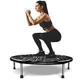 BCAN 38" Foldable Mini Trampoline Fitness Trampoline with Safety Pad,Rebounder Exercise Trampoline for Adults Indoor/Garden Workout,Max Load 300lbs, Black