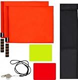 SAWHOX Volleyball Referee Flags Set with Storage Bag, 4PCS Referee Toolkit Includes Volleyball Flags, Storage Bag, 304 Stainless Steel Whistle, Red and Yellow Cards