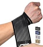HiRui 2-Pack High-Elastic Wrist Support Straps Wrist Compression Bandage - Wrist Wraps Wristbands for Carpal Tunnel Arthritis Tendonitis Weightlifting Tennis Basketball - Breathable Soft (Black)