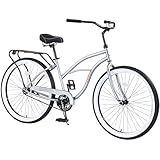BALINGE 26 Inch Heavy Duty Beach Cruiser Bike for Men Up to 260 Lbs, City Hybrid Bike Single Speed tire,Steel Frame Commuter Bike for Women Men Senior, Titanium(Grey)