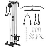 Mikolo Wall Mount Cable Station, Cable Crossover Machine with Dual Pulley System and 18 Adjustable Positions for Home Gym Fitness Equipment, Black