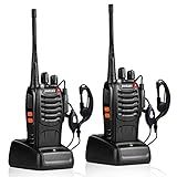 pxton Walkie Talkies Rechargeable Long Range Two-Way Radios with Earpieces,2-Way Radios UHF Handheld Transceiver Walky Talky with Flashlight Li-ion Battery and Charger（2 Pack）