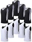 Liberty Imports Youth Boys Reversible Mesh Performance Athletic Basketball Jerseys Blank Team Uniforms for Sports Scrimmage (10 Pack, Black/White, Youth L)