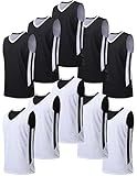 Youth Boys Reversible Mesh Performance Athletic Basketball Jerseys Blank Team Uniforms for Sports Scrimmage (10 pack, Black/White, Youth L)