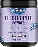 NatureBell Electrolytes Powder No Sugar, 500g (76 Servings) | Keto Fast Hydration Powder, Carnivore-Friendly Electrolyte – 1,000mg High Potassium, Minerals, & Coconut Water – Concord Grape Flavor