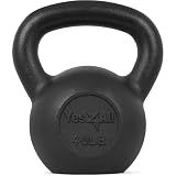 Yes4All Solid Cast Iron Kettlebell Weights Set – Great for Full Body Workout and Strength Training, K - Black 40lb