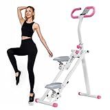 Stair Stepper for Home Gym Exercise, Vertical Climber Exercise Machine for Full Body Workout, Compact Folding Cardio Exercise Climber with Adjustable Handlebar (Pink-New)