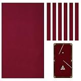 Mixweer Billiard Cloth for 8 ft Pool Table Felt with 6 Cloth Strips,Red