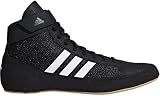 adidas Men's HVC Wrestling Shoes, Black/White/Iron Metallic, 9.5