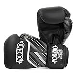Yokkao Muay Thai Boxing Gloves - Essential Gloves for Beginners Men & Women Microfiber Leather Multi-Layered Foam Padding & Secure Fit (Essential Black, 16oz)