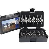ARCTIRA 12Pcs Hunting Broadheads with Solid Case 3 Fixed Blades for Crossbow Bolts and Compound Bow Arrows Portable Broad Heads Box Archery Arrowheads for Adults (Black, 100 Grains)