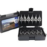 ARCTIRA 12Pcs Hunting Broadheads with Solid Case 3 Fixed Blades for Crossbow Bolts and Compound Bow Arrows Portable Broad Heads Box Archery Arrowheads for Adults (Black, 100 Grains)