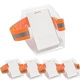 YHNTGB 5 Pcs Arm Badge Holder Armband ID Card Wristband High Visibility PVC Identity Clip with Reflective Stripe Adjustable Strap for Ski Work Pass