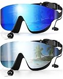 Zoomsnail Swim Goggles 2 Pack, Frameless Wide View Swimming Goggles for Adult, Anti-Fog Anti-UV No Leaking Pool Goggles for Men Women Youth