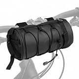NEATABY Bike Handlebar Bag, 2.5L Black Waterproof Bicycle Frame Front Bag, Multiple Bike Storage Roll Bag Bicycle Accessories with Shoulder Strap for Mountain Road Bikes