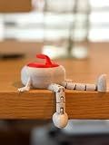 Curling Buddy - 3D Printed Articulated Curling Stone Figurine (Red)