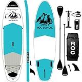 Roc Inflatable Stand Up Paddle Boards with Premium SUP Paddle Board Accessories, Wide Stable Design, Non-Slip Comfort Deck for Youth & Adults (Teal)
