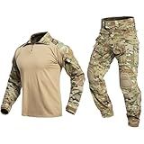 YEVHEV G3 Combat Suit Military Apparel Set Tactical Camouflage Clothing Hunting Uniform Paintball Gear with Knee Pads for Men (Multicam, X-Large)