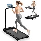 Walking Pad Treadmill for Home - Folding Treadmills with Handle Bar Portable Compact Fold up Indoor Foldable Handles Electric Walk Pads Small Spaces Mini Running Quiet Under Bed Office