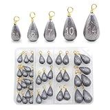 36pcs Fishing Sinkers Kit, Drop Shot & Casting Weights for Bass and Catfish, Saltwater Freshwater Fishing Tackle