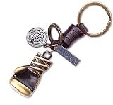 AuPra 3D Boxing Glove Keychain Gift for Women & Men | Handmade Leather MMA Kickboxing Key Chain | Sport Vintage Charm for Home, Car & Door Keys | Muay Thai UFC Keyring Present for Him & Her