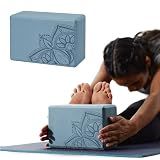 Gaiam Yoga Block - Supportive Latex-Free EVA Foam Soft Non-Slip Surface for Yoga, Pilates, Meditation (Blue Shadow Point)