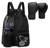 Kacctyen Boxing Gloves Bag Mesh Drawstring Backpack Boxing Gym Glove Sackpack for Sports Gym Training