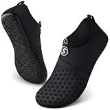 SEEKWAY Water Shoes Quick-Dry Aqua Socks Barefoot Slip-on for Beach Pool Swim River Yoga Lake Surf Women Men Black SK001 (Black 40-41)