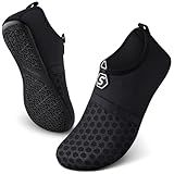 SEEKWAY Water Shoes Quick-Dry Aqua Socks Barefoot Slip-on for Beach Pool Swim River Yoga Lake Surf Women Men Black SK001 (Black 40-41)