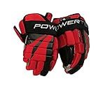 PowerTek V5.0 Tek Youth Ice Hockey Gloves, Flexible Full Motion Cuff (Red/Black, 9")