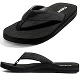 Fidabo Men's Flip Flops with Arch Support–Comfortable Non-Slip Yoga Mat Sandals for Casual Summer, Pool & Beach Black 9