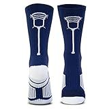ChalkTalkSPORTS Lacrosse Performance Crew Socks - Single Stick - Navy & White - Lacrosse Mid-Calf Socks - Adult