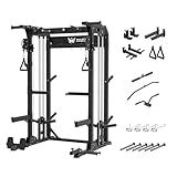 MAJOR FITNESS F22 Power Rack, 1600lbs All-in-One Squat Rack with Cable Crossover, Dual Pulley System, Heavy-Duty Steel Frame, Attachments & Storage for Home Gym Strength Training, Black