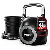 Yagud Adjustable Kettlebell for Strength Training, Quick-Change 5-44lbs Kettle Bells Weights Set with 7 Levels, Heavy Kettlebell Set for Home Gym, Swings & Full-Body Workouts