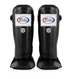 Fairtex SP3 Muay Thai Shin Guards for Men, Women, Kids | MMA Training, Kickboxing | Premium, Lightweight & Durable |Avoid shin splints During Training, Sparring (Black, Medium)