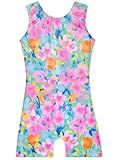 Gymnastics Leotards for Girls Toddler Ballet Dance Tumbling Outfits 5t 6 Kids Sleeveless Gymnastic Biketard with Shorts Sparkly Pink Flowers Dancwear Unitards Clothes Bodysuit (Pink Floral, 5-6 Years)