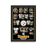 Sporticulture NFL Football Wall Art Print Framed - Pittsburgh Steelers Poster Team Uniform Heritage Jersey Wall Decor - NFL Football Posters for Boys Bedroom & Decorations for Man Cave, 14X20