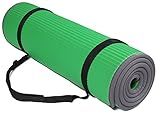 Fitvids All-Purpose 2/5-Inch (10mm) Extra Thick High Density Anti-Slip Exercise Pilates Yoga Mat with Carrying Strap, Green