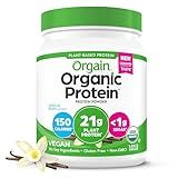 Orgain Organic Vegan Protein Powder, Vanilla Bean - 21g Plant Based Protein, 4g Prebiotic Fiber, No Lactose Ingredients, No Added Sugar, Non-GMO, For Shakes & Smoothies, 1.02 lb (Packaging May Vary)