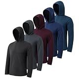 OAKVON 5 Pack Men's Lightweight Pullover Hooded Tees – Long Sleeve Sweatshirts for Gym, Running, Fishing