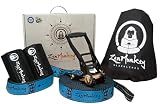 ZenMonkey Slackline Kit with Tree Guards, Fabric Carrying Bag and Instructions, 60 Feet, Easy Setup for Family, Kids and Adults