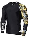 LAFROI Men's Long Sleeve UPF 50+ Baselayer Skins Performance Fit Compression Rash Guard-CLYYB Asym Time Manager Size XL