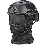 SANYETS Airsoft Helmet, Black PJ Tactical Helmet with Night Vision Mount,Airsoft Goggles and Airsoft Balaclava Face Mask,Men's Military Costume,Tactical Airsoft Gear