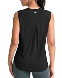 SANTINY Women's Sleeveless Workout Tops Breathable Lightweight Active Tennis Yoga Shirts Athletic Running Tank Tops for Women (Black_L)