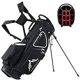 GoHimal 14 Way Golf Stand Bag for Men – 600D Golf Bags with Cooler & Shoe Compartment – 10 Pockets, Rain Hood, Dual Strap & Color-Coded Divider for Walking or Cart, Black