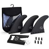 Ho Stevie! FRP Thruster (3) Surfboard Fins - Stronger Than Regular Nylon Fins - Performance and Maneuverability - Includes Travel Case, Screws, Wax Comb and Fin Key