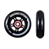 Rollerex VXT500 Inline Skate Wheels – 2-Pack (Optional Bearings, Spacers and Washers) - Durable Replacement Roller Blade Wheels for Indoor & Outdoor Skating (Steel Black, 80mm)