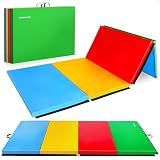 BalanceFrom 10x4 Feet 4-Panel Folding Gymnastics Mat – 2-Inch Thick Pad | with Vinyl Surface and Carrying Handles for Tumbling, Yoga, Pilates, Home Workouts, and Martial Arts